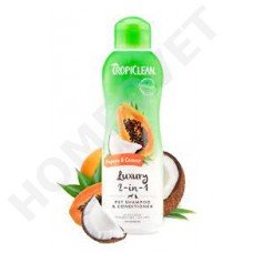 TropiClean Papaya & Coconut Luxury 2 in 1 Shampoo